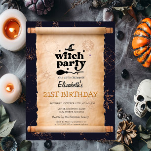 Witch Party Halloween Mystical Birthday  Invitation