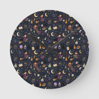 Witch Pattern Round Clock