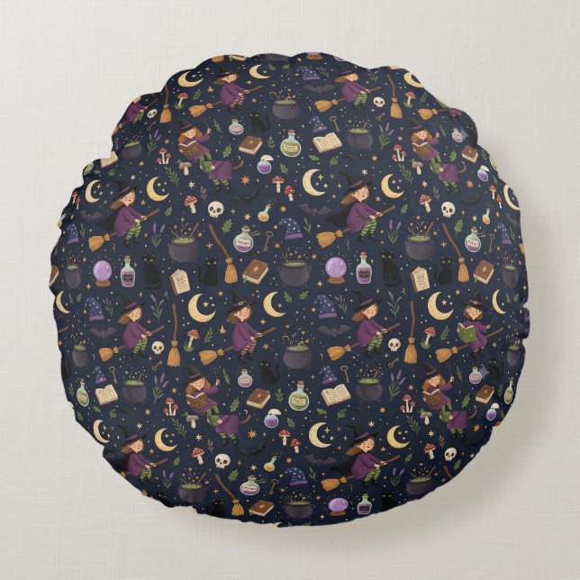 Witch Pattern Round Cushion (Front)