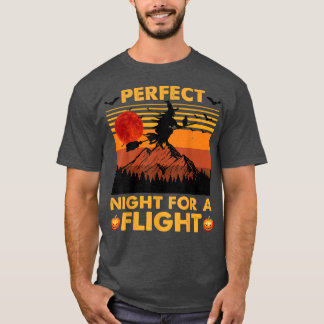 Witch, Perfect Night For A Flight Halloween Kids C T-Shirt