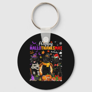 Witch Pilgrim Turkey Santa Black Labrador Dog Key Ring