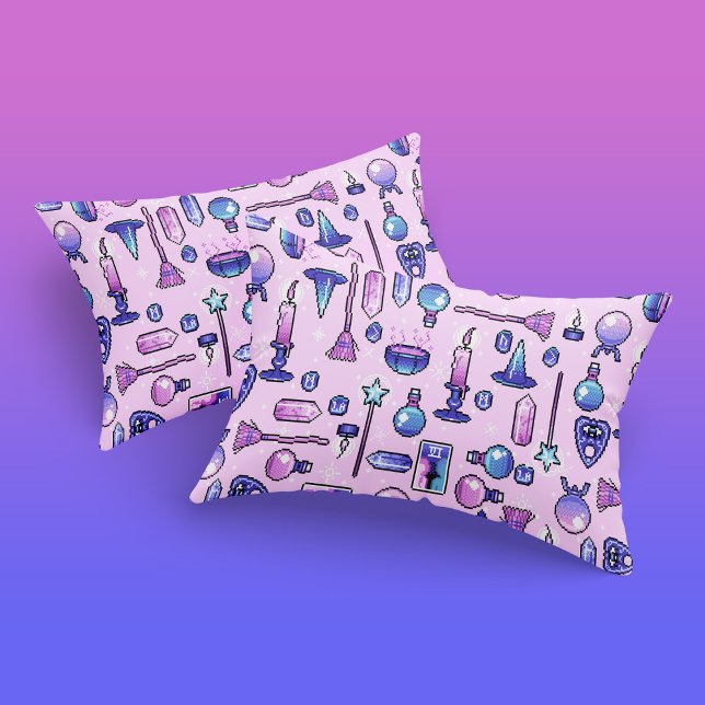 Witch Pink Purple Pixel Art Pattern Pillowcase (Creator Uploaded)