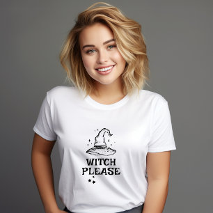 Witch Please Black and White Halloween Witch Hat T-Shirt