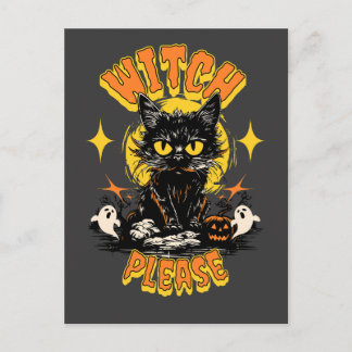 Witch Please Black Cat Halloween  Postcard