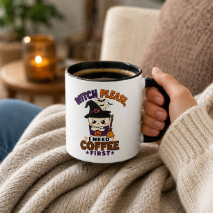 Witch Please Coffee First Black Halloween Mug