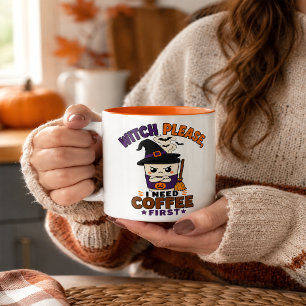 Witch Please Coffee First Orange Halloween Mug