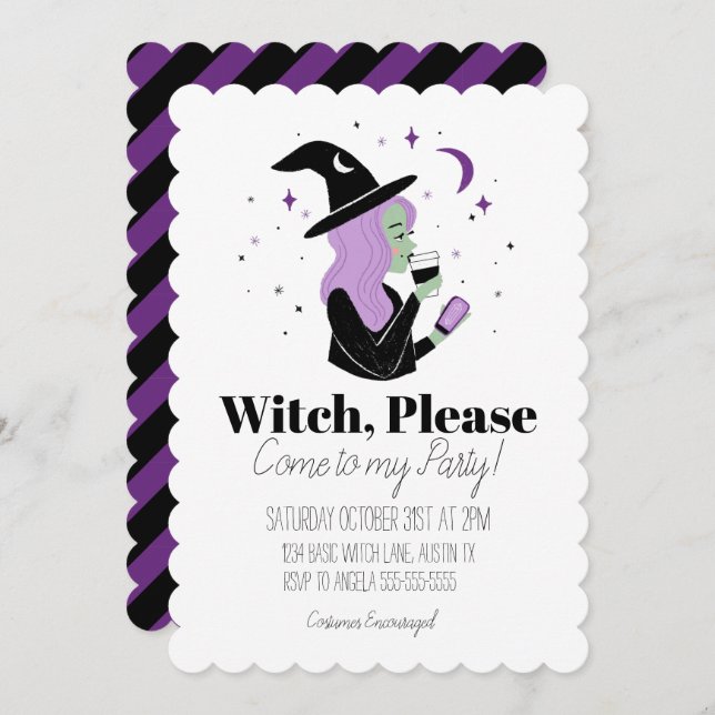 Witch, please come to my party invitation (Front/Back)