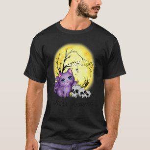 Witch Please Cute Cat With Spiderweb And Skulls Ha T-Shirt