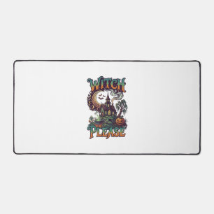 Witch Please Haunted House Crescent Moon Cauldron Desk Mat