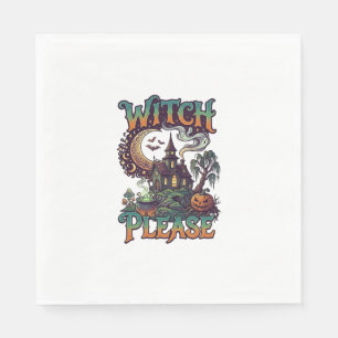 Witch Please Haunted House Crescent Moon Cauldron Napkin