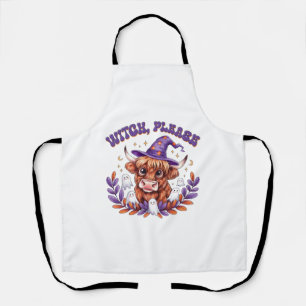 Witch Please Highland Cow Halloween Apron