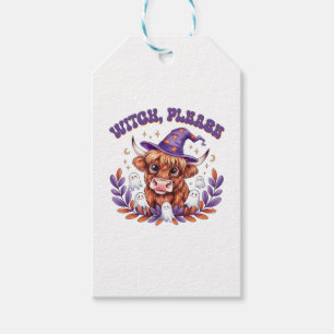 Witch Please Highland Cow Halloween Gift Tags