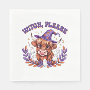 Witch Please Highland Cow Halloween Napkin