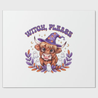 Witch Please Highland Cow Halloween Wrapping Paper
