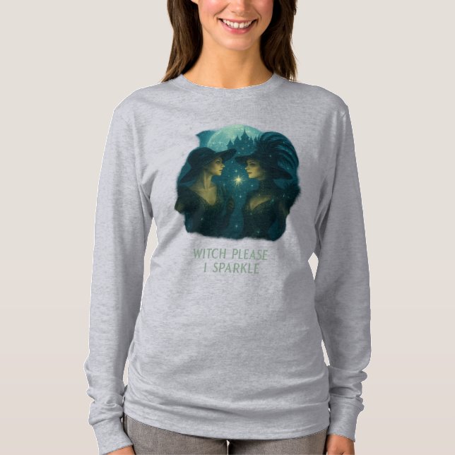 Witch Please, I Sparkle (Grey) sleeved T-Shirt (Front)