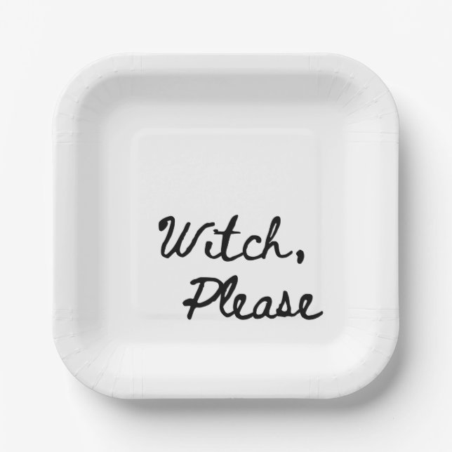 Witch, Please Minimalist Halloween Party  Paper Plate (Front)
