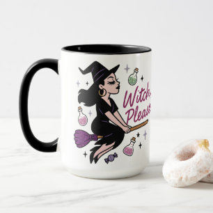Witch Please Sassy Modern Witch Broomstick Design Mug