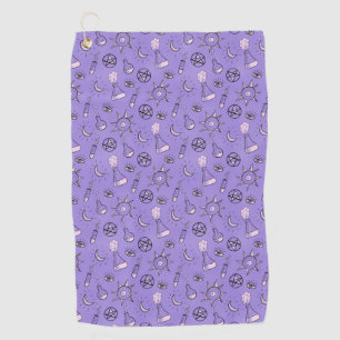 Witch Potions Purple Alchemy Pattern Golf Towel