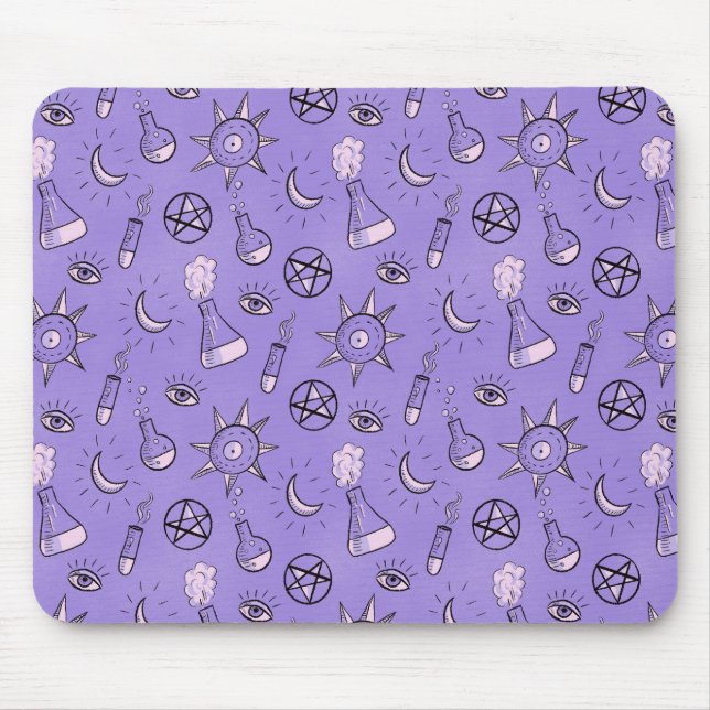 Witch Potions Purple Alchemy Pattern Mouse Mat (Front)