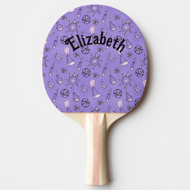 Witch Potions Purple Alchemy Pattern Ping Pong Paddle (Front)