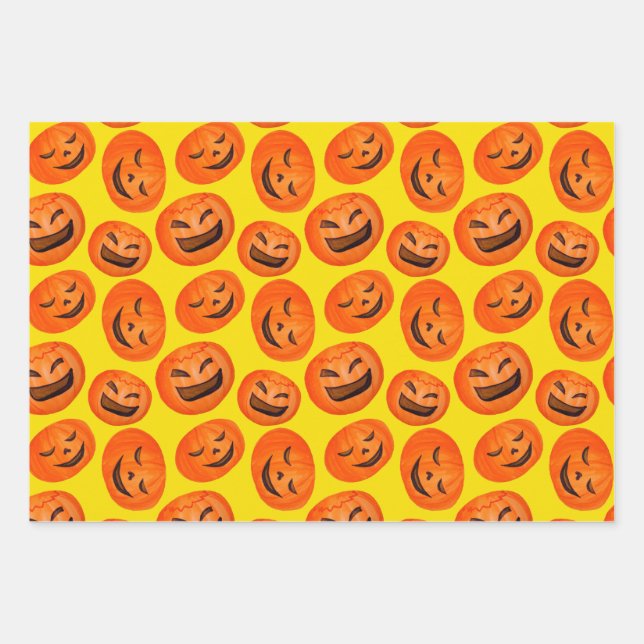 Witch Pumpkin Black Cat Design Perfect Halloween Wrapping Paper Sheet (Front)