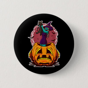 Witch Pumpkin Black Cat Y Spooky Sorcerer 6 Cm Round Badge