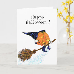 Witch Pumpkin Flying Funny Halloween Card