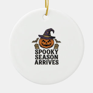 Witch Pumpkin Halloween Vintage Engraving Shirt De Ceramic Tree Decoration