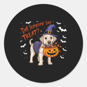Witch Puppy Halloween Treat Labrador Puppy Classic Round Sticker