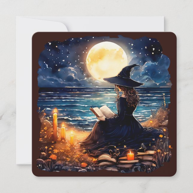 Witch reading a Book - Wicca Halloween 1 (Front)