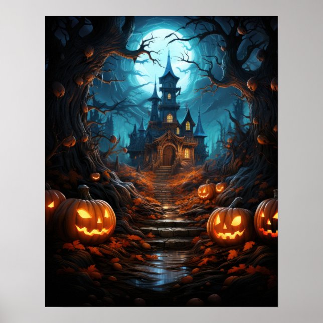Witch Retreat in Forest Halloween Poster (Front)