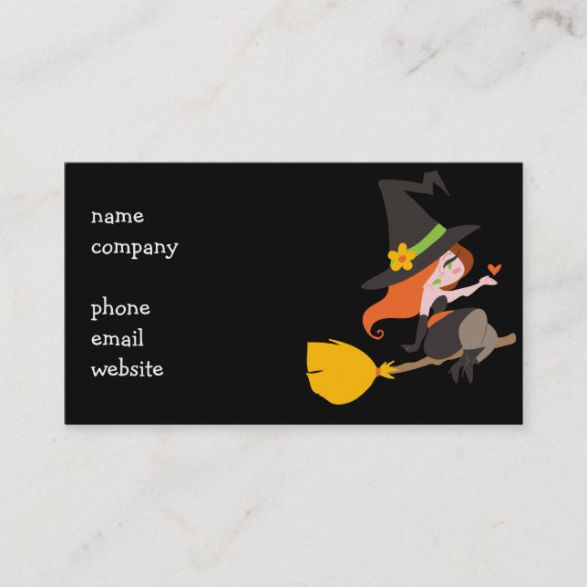 Witch Riding a Broomstick Business Card (Front)