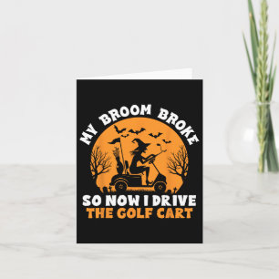 Witch Riding A Golf Cart Funny Halloween Card