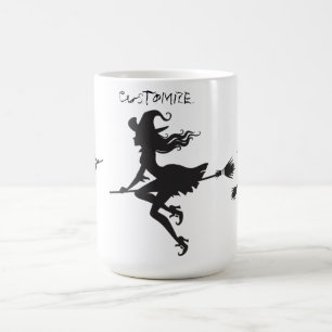 Witch Riding Broom Halloween Thunder_Cove Coffee Mug