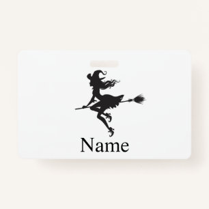 Witch Riding Broom Halloween Thunder_Cove  ID Badge