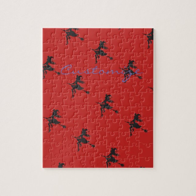 Witch Riding Broom Halloween Thunder_Cove Jigsaw Puzzle (Vertical)