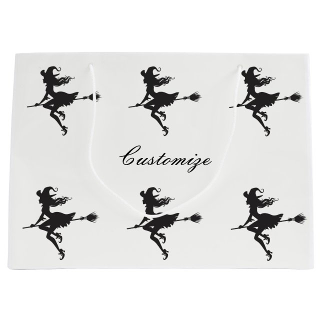 Witch Riding Broom Halloween Thunder_Cove Large Gift Bag (Front)