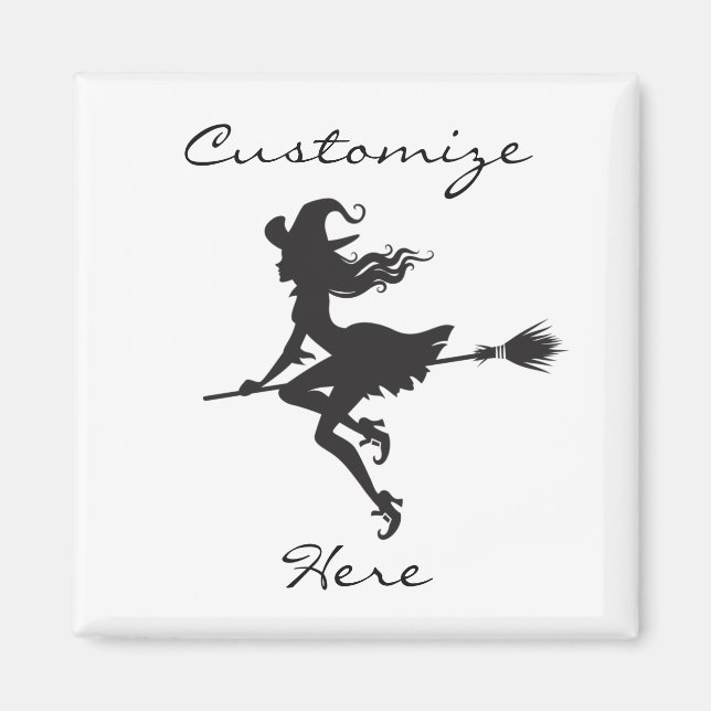 Witch Riding Broom Halloween Thunder_Cove Magnet (Front)