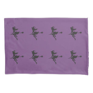 Witch Riding Broom Halloween Thunder_Cove Pillowcase