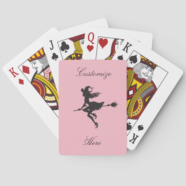 Witch Riding Broom Halloween Thunder_Cove Playing Cards (Back)