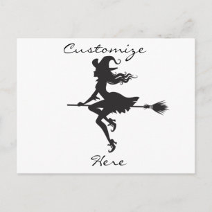 Witch Riding Broom Halloween Thunder_Cove Postcard