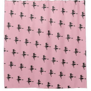 Witch Riding Broom Halloween Thunder_Cove Shower Curtain