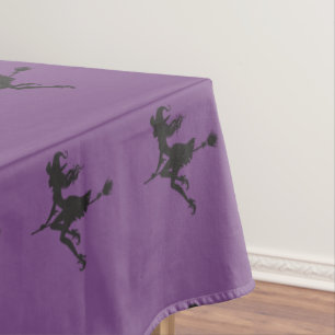 Witch Riding Broom Halloween Thunder_Cove Tablecloth