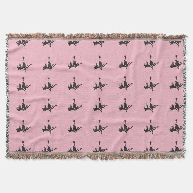 Witch Riding Broom Halloween Thunder_Cove Throw Blanket (Front)