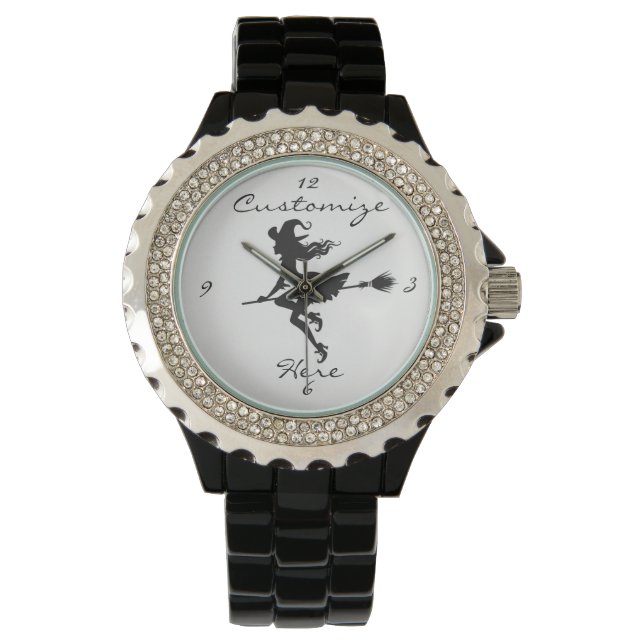 Witch Riding Broom Halloween Thunder_Cove  Watch (Front)