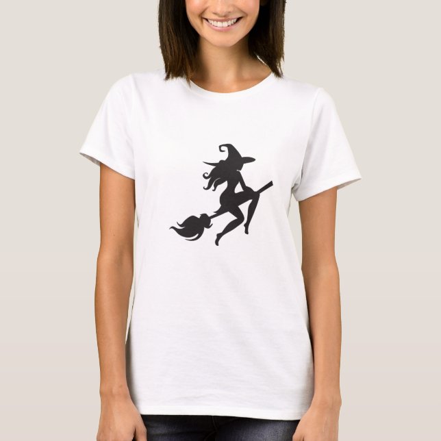 Witch riding broom T-Shirt (Front)