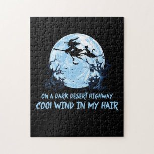Witch Riding Brooms On A Dark Desert Highways Jigsaw Puzzle