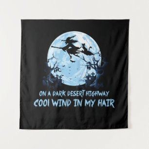 Witch Riding Brooms On A Dark Desert Highways Tapestry