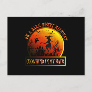 Witch Riding Brooms On A Dark Desert Postcard