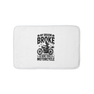 Witch Riding Motorcycle Halloween Bath Mat